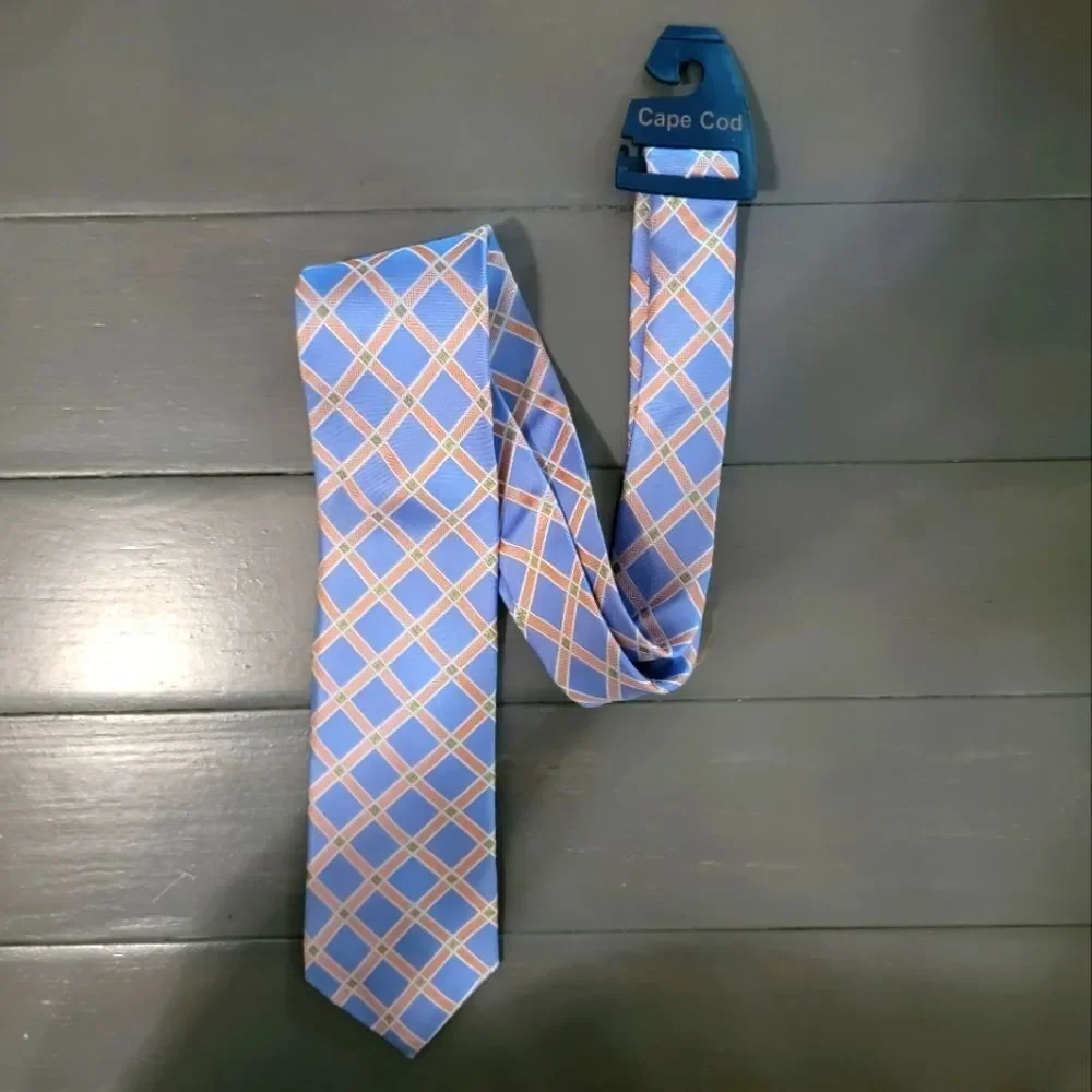 CAPE COD Neckwear Men's Blue Tie with Multicolor diamond Pattern